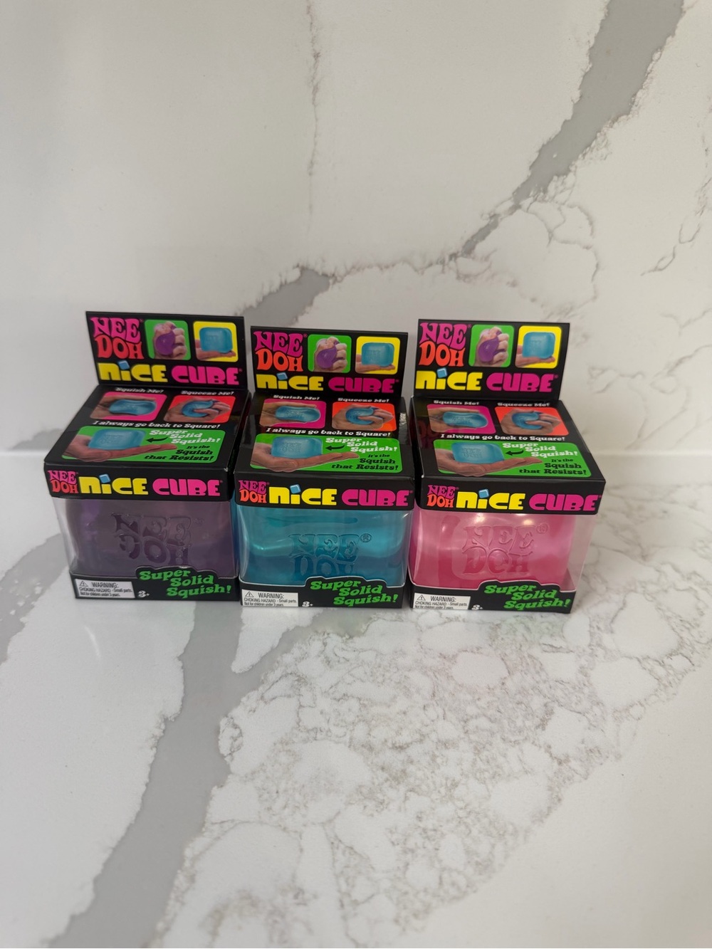 3 Needoh nice cube Kids Squishy Toy - Purple, Blue, Pink